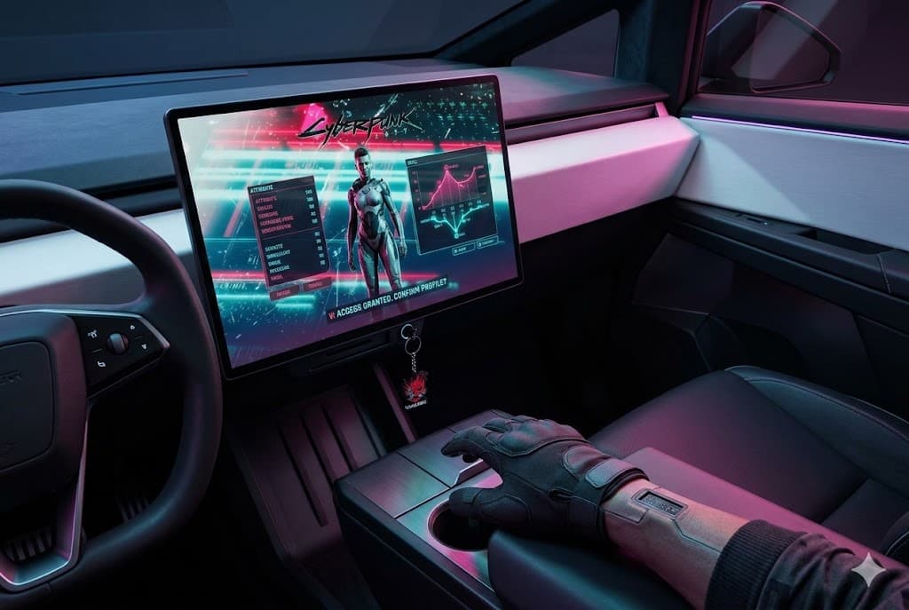 Cybertruck Game Mode feature - Chicago Cybertruck rental