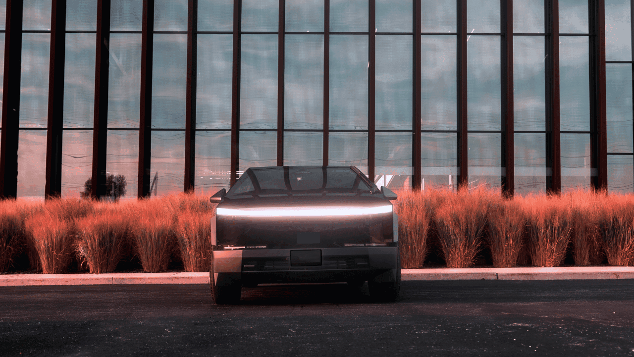 Cybertruck exterior - available for rent in Arlington Heights and Schaumburg area